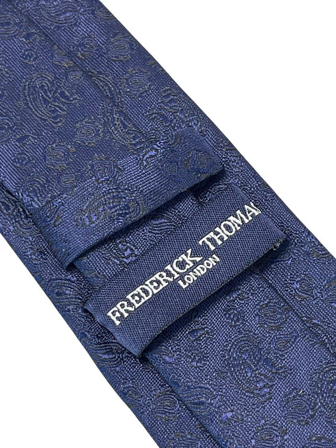dark navy blue tie with subtle paisley design